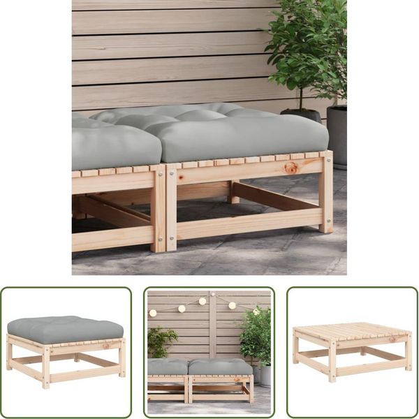 The Living Store Sgabello Da Giardino Con Cuscino In Legno Di Pino Massiccio-image