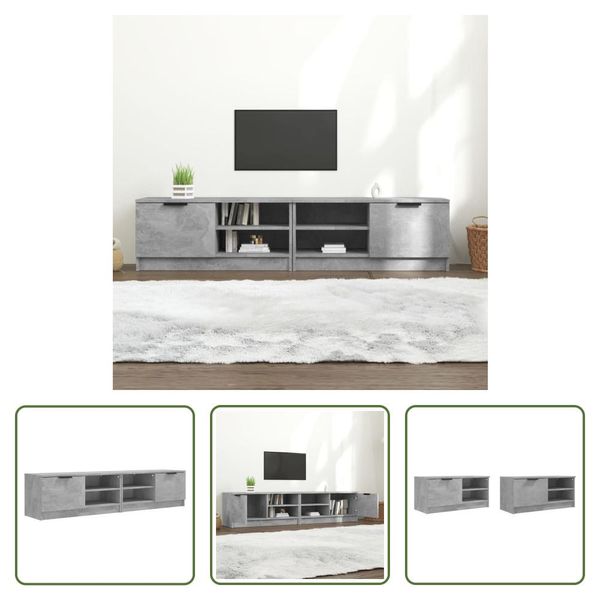 The Living Store Mobili Tv 2 Pz. Grigio Cemento 80X35X36,5 Cm Materiale A Base Di Legno-image