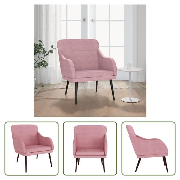 The Living Store Poltrona Rosa 63X76X80 Cm In Velluto-image