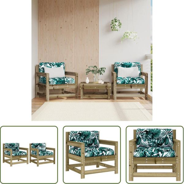 The Living Store Sedie Da Giardino Con Cuscino 2 Pz. Legno Di Pino Impregnato-image