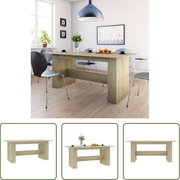 The Living Store Tavolo Da Pranzo Sonoma Rovere 180X90X76 Cm Materiale Legno-image