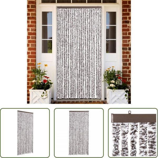 The Living Store Tenda Zanzariera Marrone E Beige 90X200 Cm In Ciniglia-image