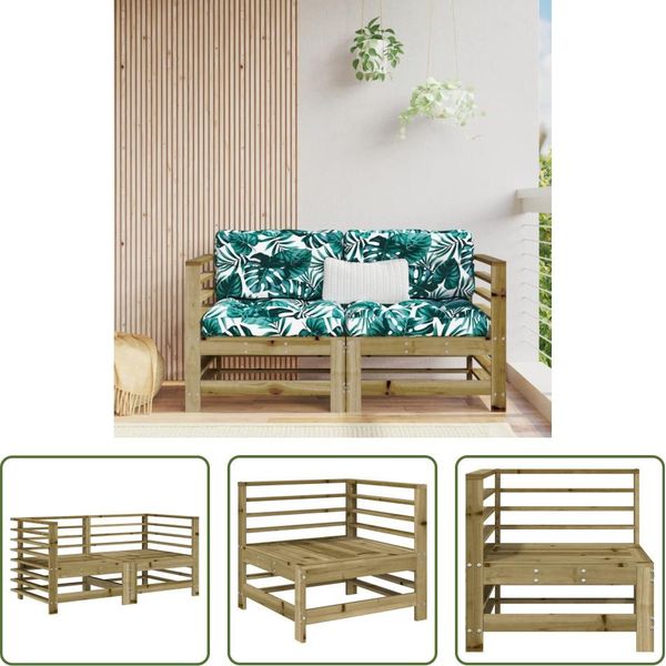 The Living Store Divani Da Giardino Ad Angolo 2 Pz. Legno Di Pino Impregnato-image