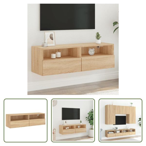 The Living Store Parete Tv Rovere Sonoma 100X30X30 Cm Materiale In Legno-image