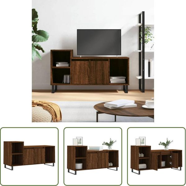 The Living Store Mobile Tv Look Rovere Marrone 100X35X55 Cm Materiale In Legno-image