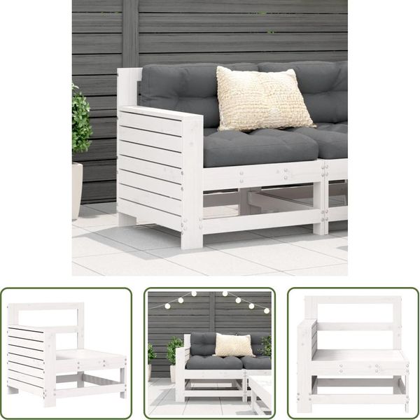 The Living Store Divano Da Giardino Con Braccioli Bianco 69X62X70,5 Cm In Legno Di Pino Massiccio-image
