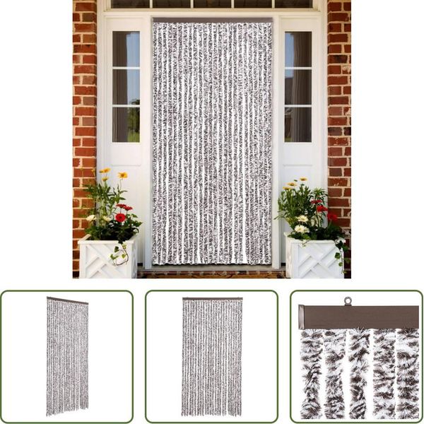The Living Store Tenda A Mosca Marrone E Beige 100X230 Cm Ciniglia-image