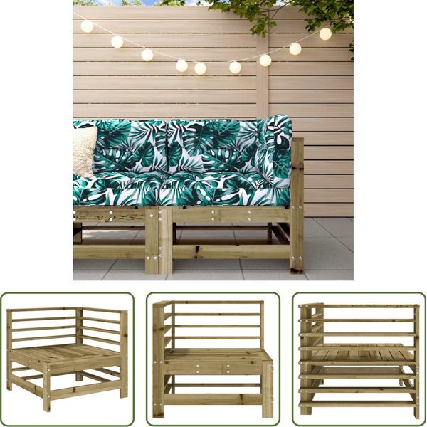 The Living Store Divano Da Giardino Angolare Legno Di Pino Impregnato-image