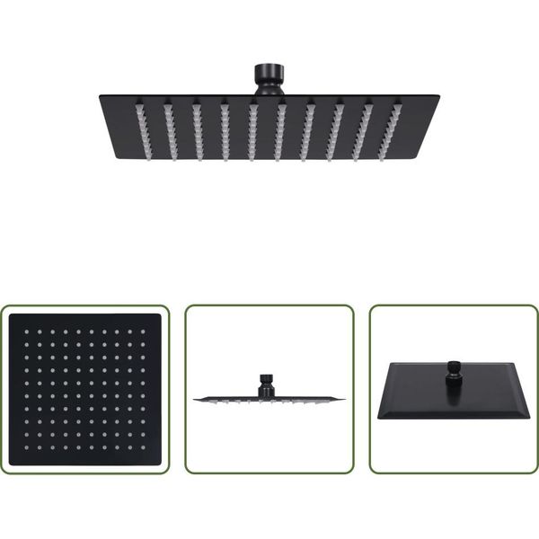 The Living Store Doccia A Pioggia In Acciaio Inox 20X20 Cm Quadrato Nero-image