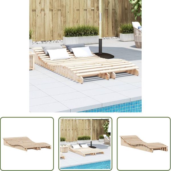The Living Store Lettini Prendisole 2 Pezzi 205X60X31,5 Cm In Legno Di Pino Massiccio-image