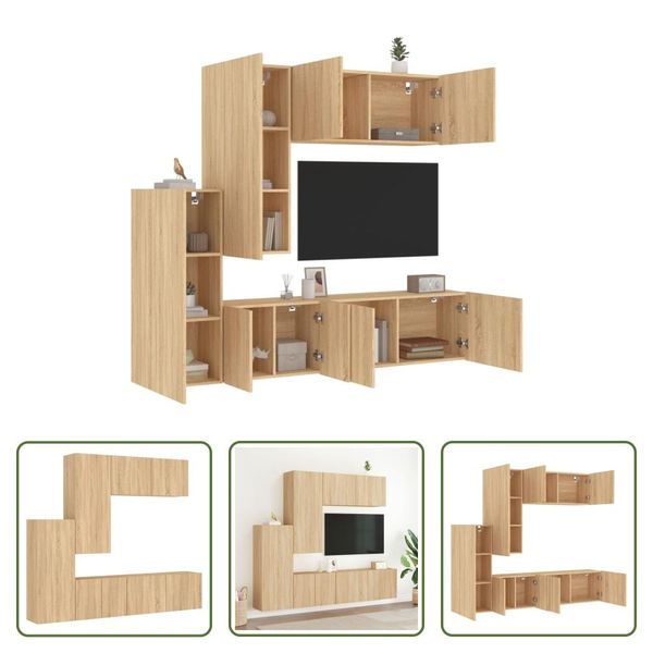 The Living Store Parete Attrezzata 5 Pezzi In Legno Rovere Sonoma-image