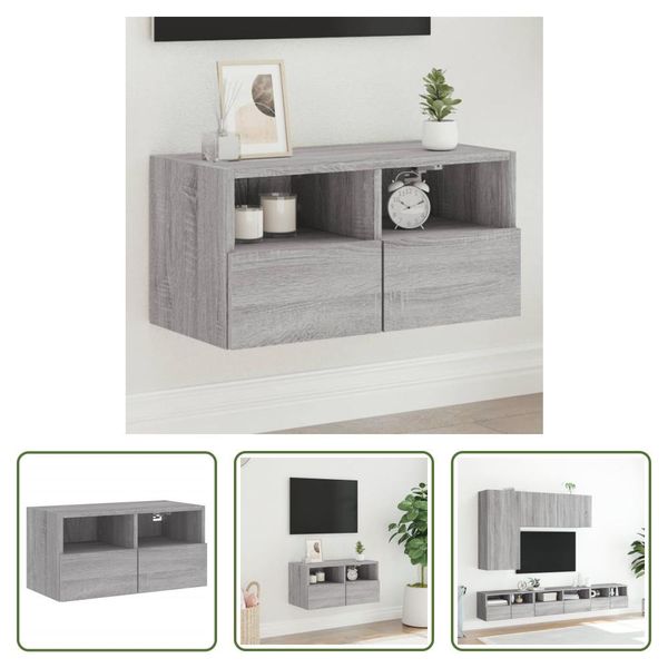 The Living Store Parete Tv Grey Sonoma 60X30X30 Cm Materiale A Base Di Legno-image