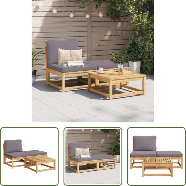 The Living Store Set Da Giardino 3 Pezzi Con Cuscini In Legno Massiccio Di Acacia-image