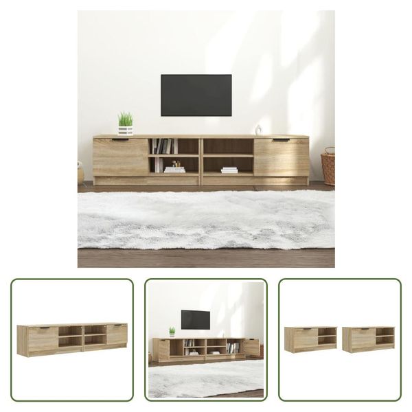 The Living Store Mobili Tv 2 Pz. Rovere Sonoma 80X35X36,5 Cm Materiale In Legno-image