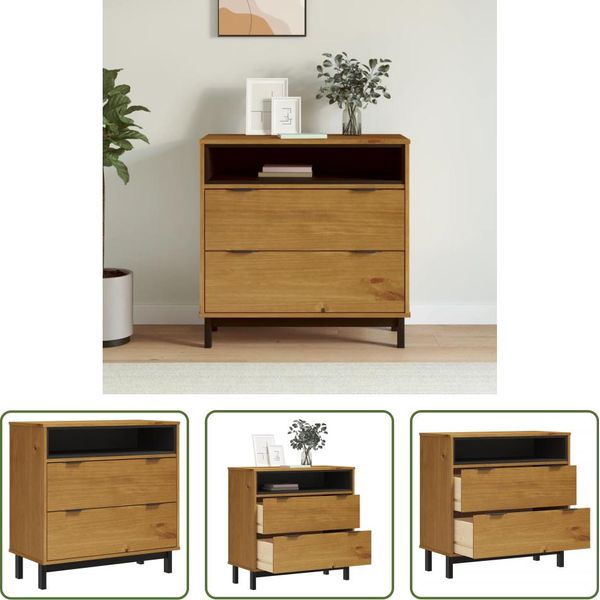 The Living Store Cassettiera Flam 80X40X80 Cm In Legno Di Pino Massiccio-image