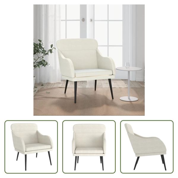 The Living Store Poltrona Crema 63X76X80 Cm Velluto-image