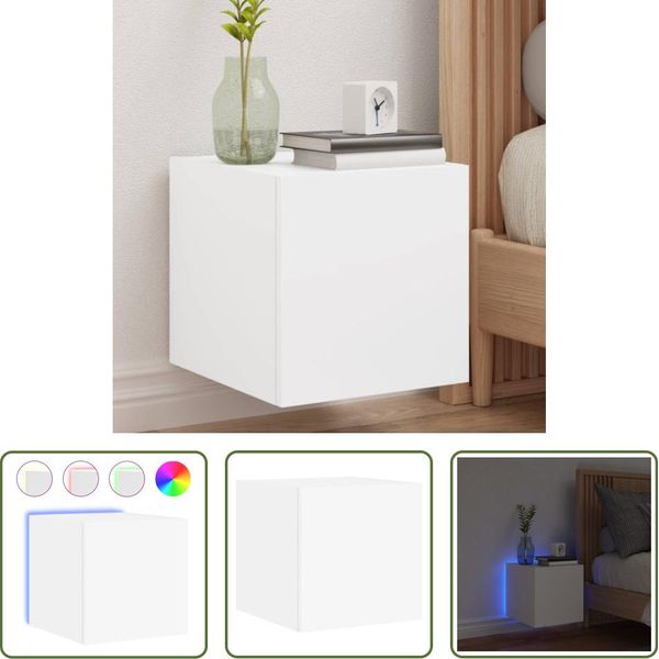 The Living Store Pensile Tv Con Luci Led Bianco 30,5X35X30 Cm-image