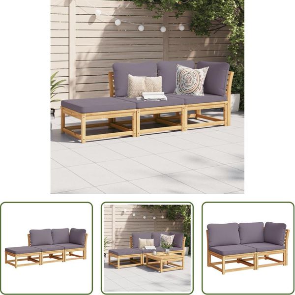 The Living Store Set Da Giardino 3 Pezzi Con Cuscini In Legno Massiccio Di Acacia-image