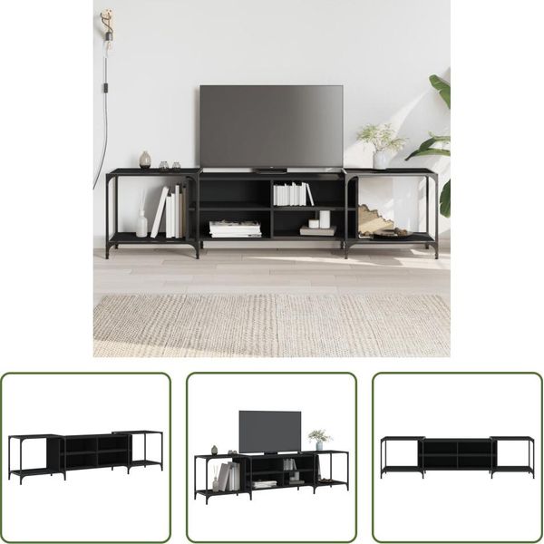 The Living Store Mobile Tv Nero 203X37X50 Cm Materiale Legno-image