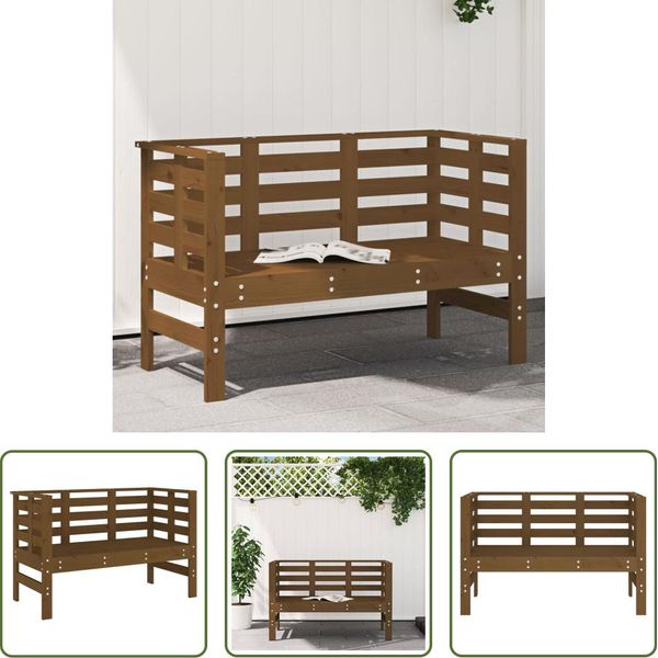 The Living Store Panca Da Giardino Marrone Miele 111,5X53X71 Cm In Legno Di Pino Massiccio-image