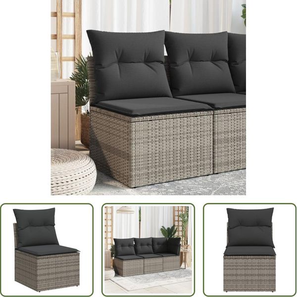 The Living Store Poltrona Da Giardino Senza Braccioli Con Cuscino In Poly Rattan Grigio-image
