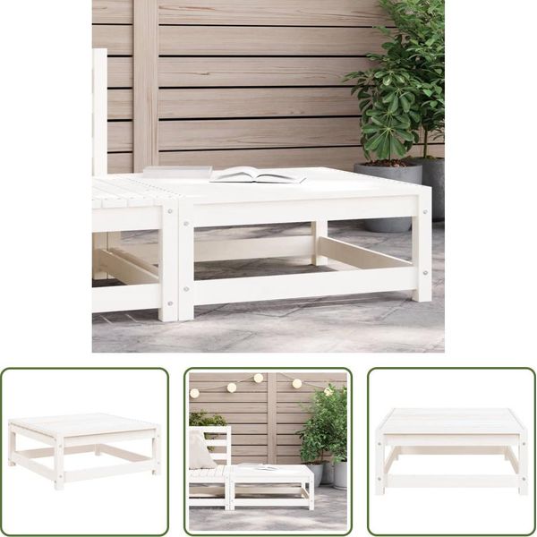 The Living Store Sgabello Da Giardino Bianco 70X70X30 Cm In Legno Di Pino Massiccio-image