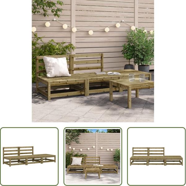 The Living Store Divano Da Giardino Senza Braccioli Con Sgabello Legno Di Pino Impregnato-image