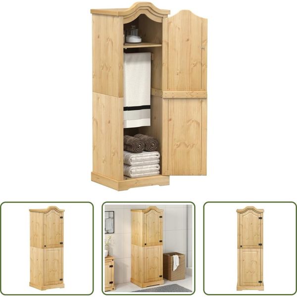 The Living Store Armadio 55X52X170 Cm In Legno Di Pino Massiccio-image