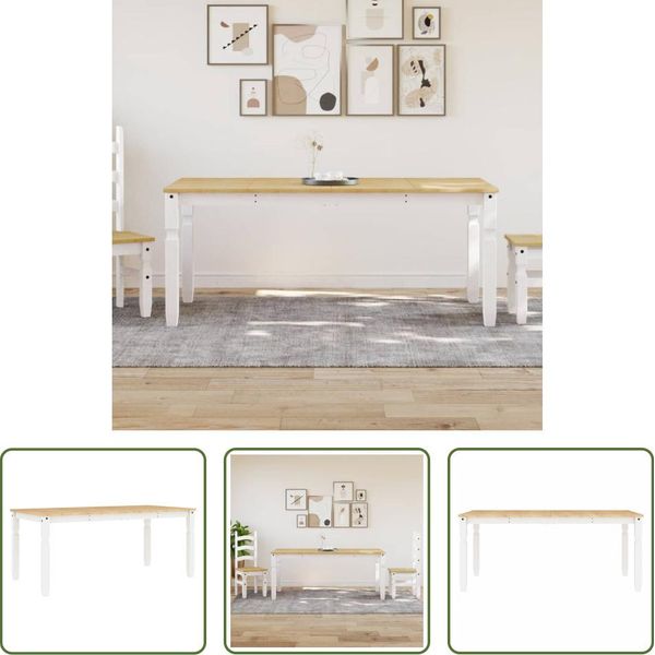 The Living Store Tavolo Da Pranzo White 180X90X75 Cm In Legno Di Pino Massiccio-image