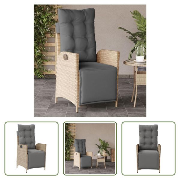 The Living Store Poltrona Da Giardino Con Poggiapiedi Regolabile Beige Misto Poly Rattan-image