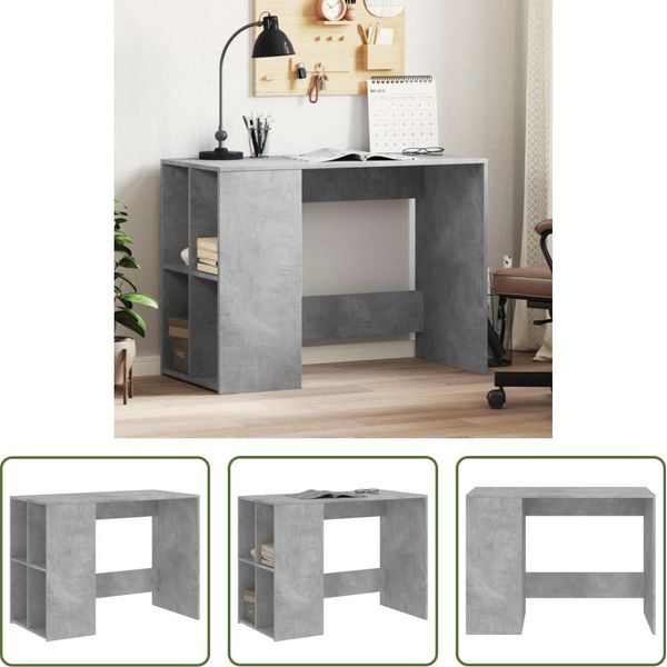The Living Store Scrivania In Cemento Grigio 102X50X75 Cm Materiale A Base Di Legno-image
