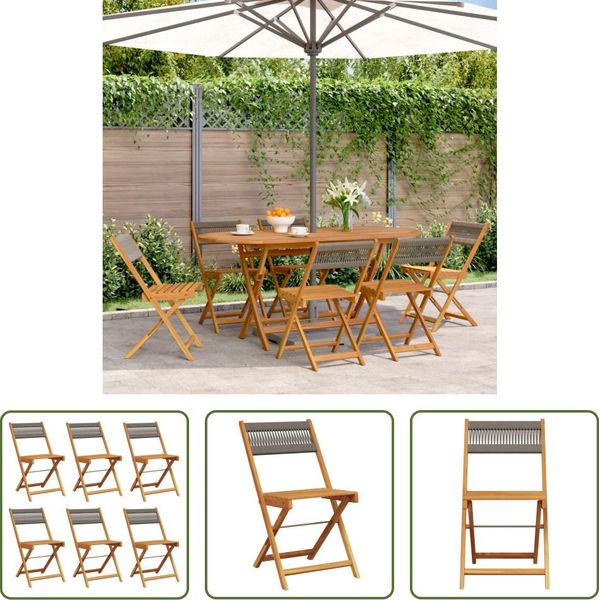 The Living Store Sedie Da Giardino 6 Pz. Pieghevoli In Legno Massiccio Di Acacia Grigio-image