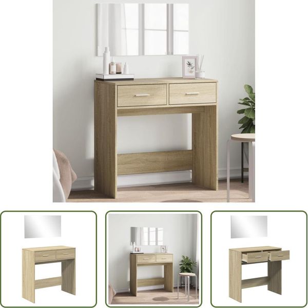 The Living Store Comodino Con Specchio Rovere Sonoma 80X39X80 Cm-image