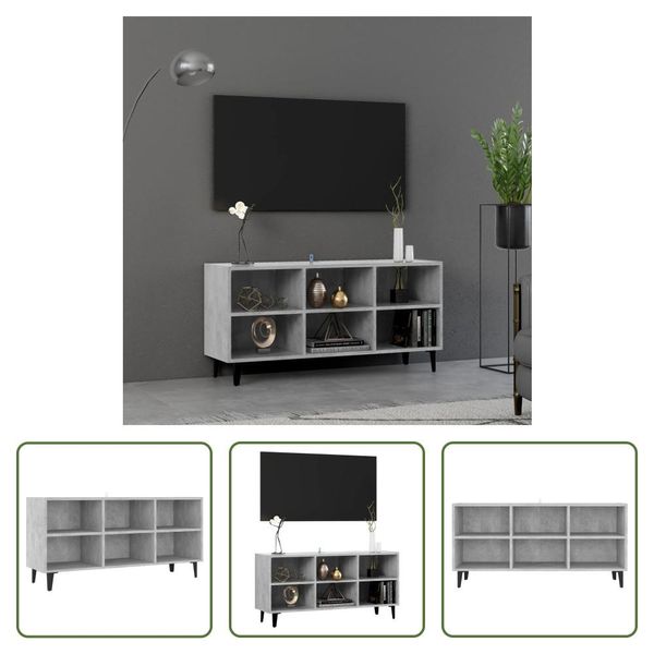 The Living Store Mobile Tv Con Gambe In Metallo Grigio Cemento 103,5X30X50 Cm-image
