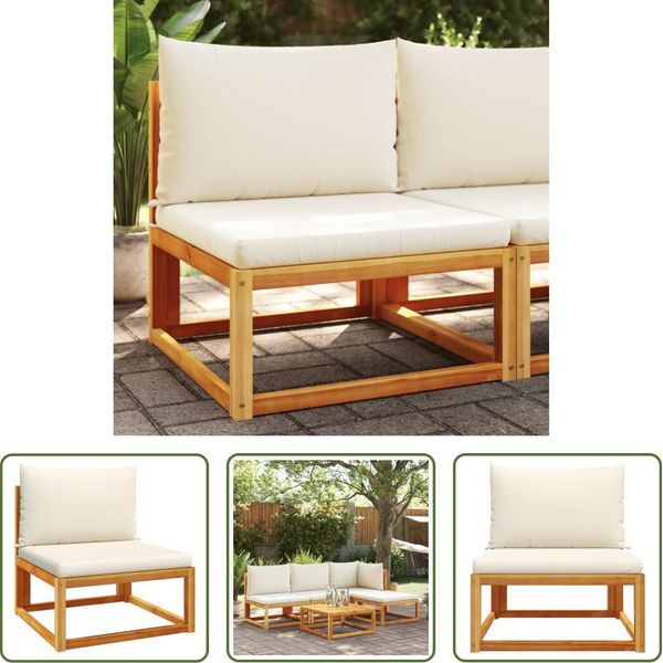 The Living Store Poltrona Da Giardino Senza Braccioli Con Cuscino In Legno Massiccio Di Acacia-image