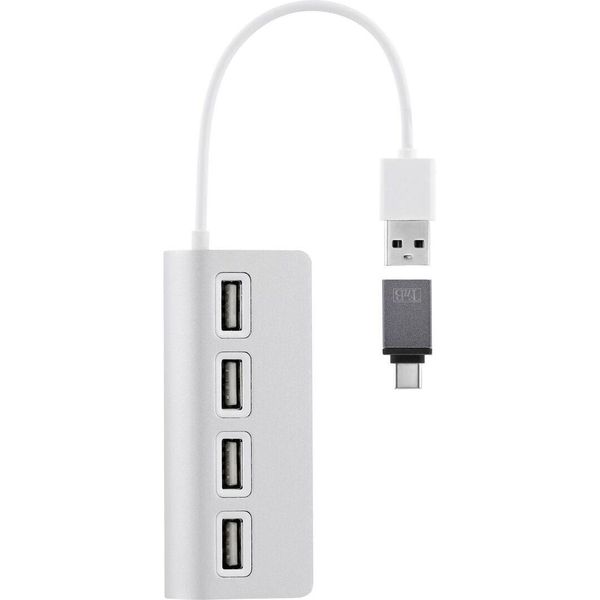 Hub Usb T'nb Tnb Hub Autoalimentato Usb 2.0 A 4 Porte - Grigio Alluminio-image