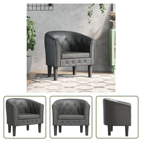 The Living Store Sedia Club In Pelle Finta Grigia-image
