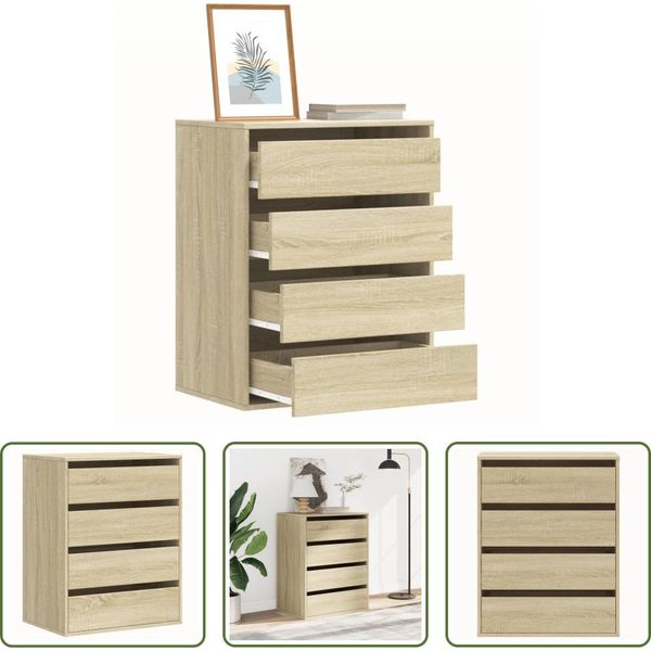 The Living Store Cassettiera Rovere Sonoma 60X41X76 Cm Materiale In Legno-image