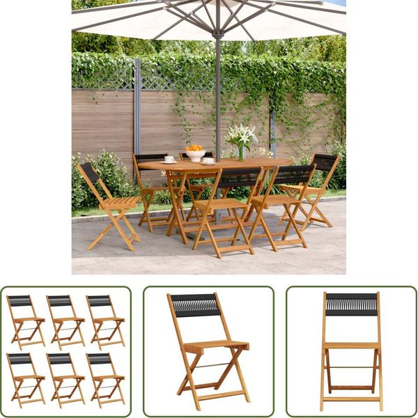 The Living Store Sedie Da Giardino 6 Pz. Pieghevoli In Legno Massiccio Nero Di Acacia-image