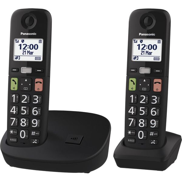 Panasonic KX-TGU112EXB Telefono Cordless Nero Tasti Grandi Compatibile Apparecchi Acustici-image