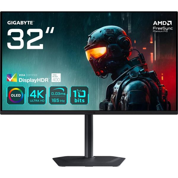 Gigabyte MO32U 31,5" Monitor Gaming Oled 4K Uhd - 3840 X 2160, 165Hz, 0.03Ms, 250 Cd/M², Display Hdr True Black 400, Hdmi 2.1, Displayport 1.4"-image