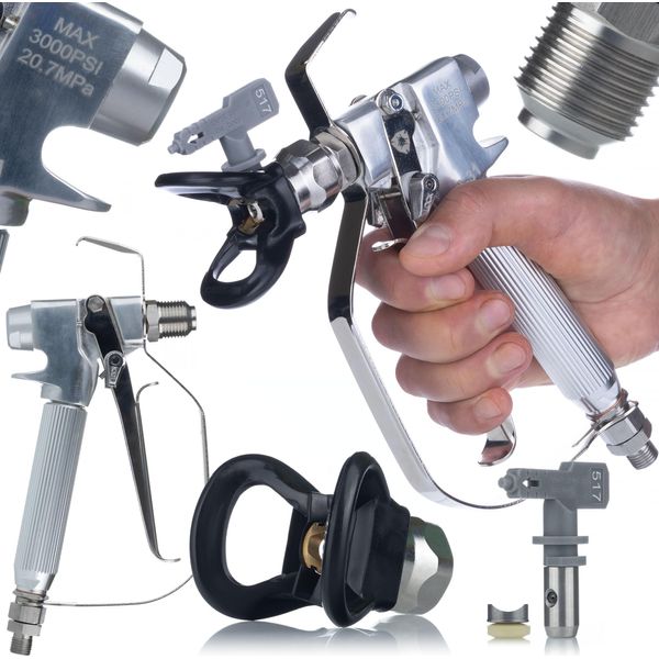 Rosfix Pistola A Spruzzo Airless Per Professionisti | Con Ugello 517 E Copriugello | 3000 Psi | Attacco Da 1/4" | Compatibile Con Graco, Wagner"-image
