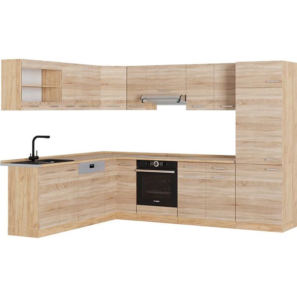 Vicco Cucina Angolare Completa R-Line, 227 X 287 Cm , Pl Rovere, Rovere Sonoma/Goldkraft-image