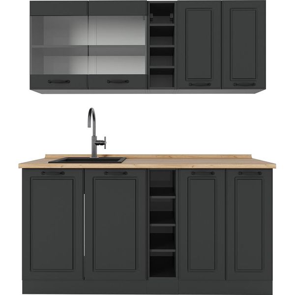 Vicco Cucina Completa R-Line, 160 Cm , Pl Rovere, Casa Di Campagna Antracite/Antracite-image
