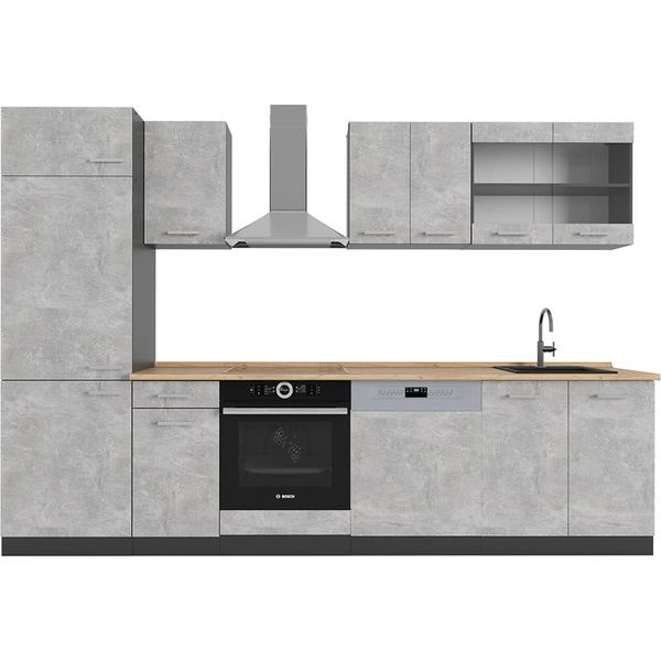Vicco Cucina Componibile R-Line, 300 Cm , Pl Rovere, Calcestruzzo/Antracite-image