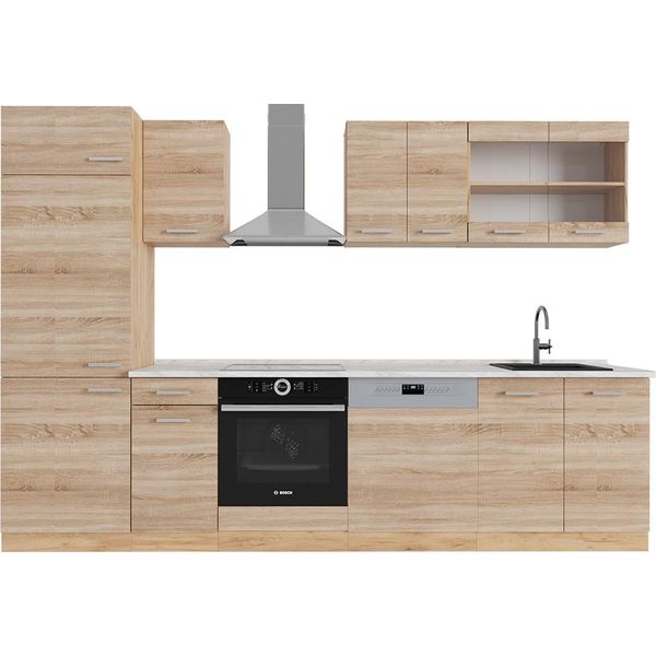 Vicco Cucina Componibile R-Line, 300 Cm , Pl Marmo, Rovere Sonoma/Goldkraft-image