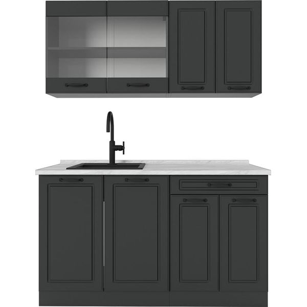 Vicco Cucina Monoblocco R-Line, 140 Cm , Pl Marmo, Casa Di Campagna Antracite/Antracite-image