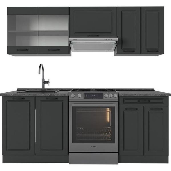 Vicco Cucina Componibile R-Line, 200 Cm , Pl Antracite, Casa Di Campagna Antracite/Antracite-image