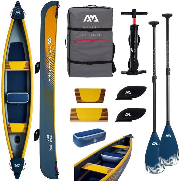 Aqua Marina Tomahawk AIR-C 3 Persone Kayak Gonfiabile Canoa Da Turismo CP1 Pagaia-image