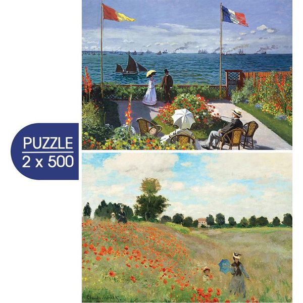 Grafika Puzzle Monet Art 500 Pezzi - Giardino Di Sainte Adresse E Campo Di Papaveri-image